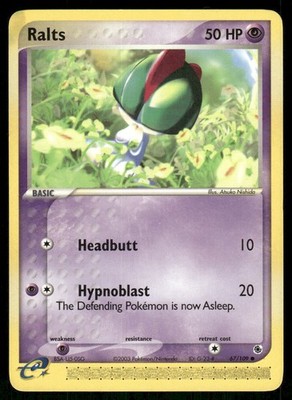 Ralts 67/109 Common Ruby & Sapphire Pokemon LP