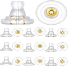 20PCS 18K Gold Silicone Earring Backs - Secure Lock for Studs, Hypoallergenic