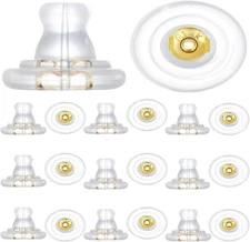 20PCS 18K Gold Silicone Earring Backs - Secure Lock for Studs, Hypoallergenic