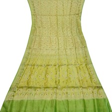 Namaste Vintage Green Sarees 100 Pure Silk Woven Indian Sari 5YD Craft Fabric