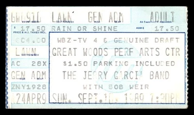 Jerry Garcia Band 1989 September 10 Ticket Mansfield MA Great Woods Center *TS34 - Image 1 of 2