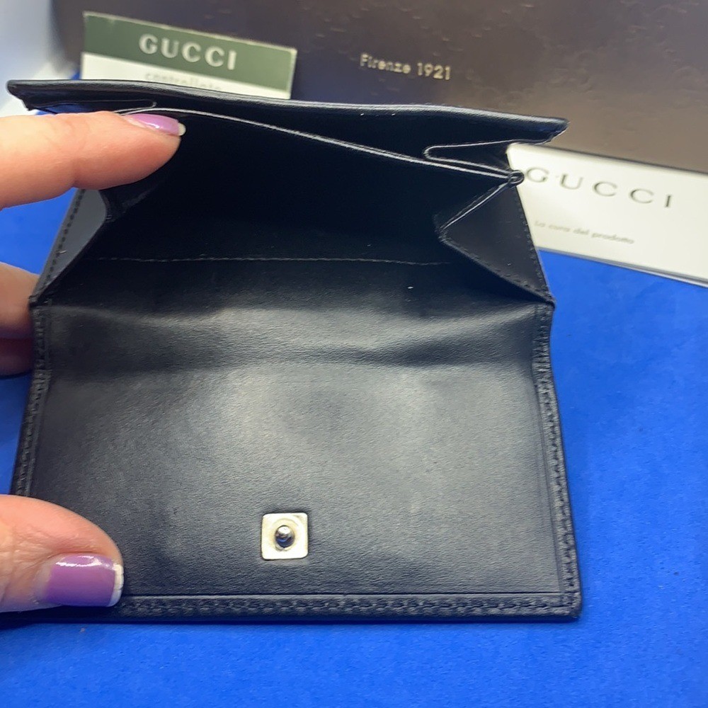 Rare black Gucci leather & canvas GG Guccissima vintage wallet image 6