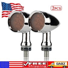 Chrome Motorcycle Bullet Amber Blinker Running Led Turn Signals Tail Rear Light