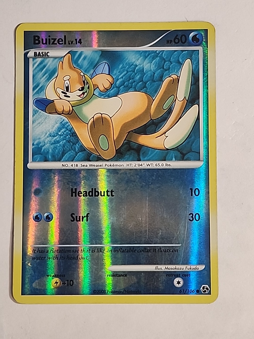 BUIZEL 61/106 - REVERSE HOLO - Great Encounters - 2008 POKEMON CARD