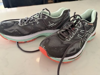 ASICS Gel Nimbus 19 Women s Running Shoes Gray Teal Coral US 9.5