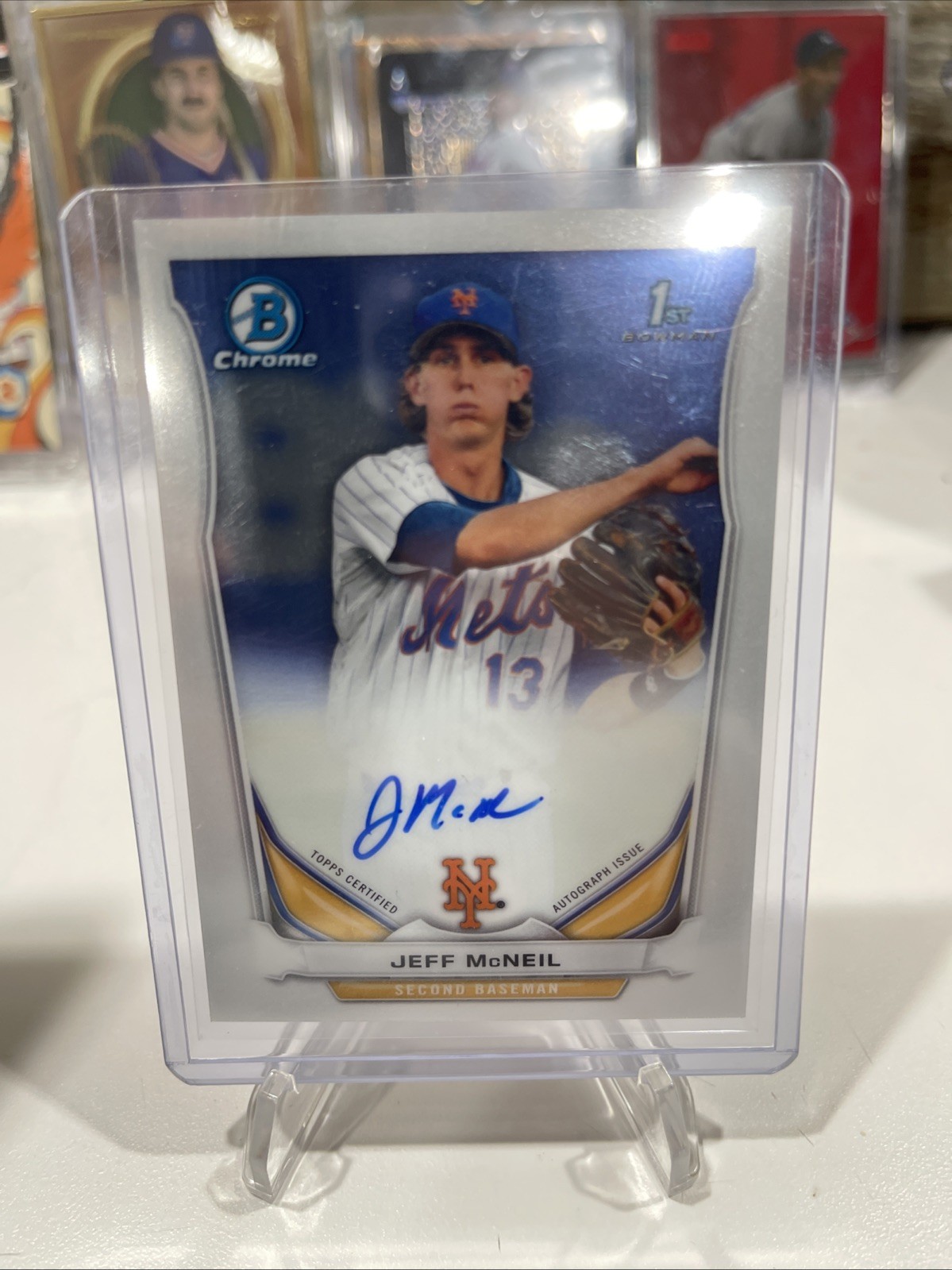 2014 Bowman Chrome Prospect Autograph Rookie Auto Jeff McNeil Card # BCAP-JMC