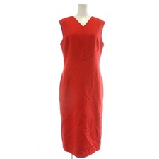 Valentino Boutique Dress Wool Silk Blend Sleeveless Long V Neck 8 S Red Ladies