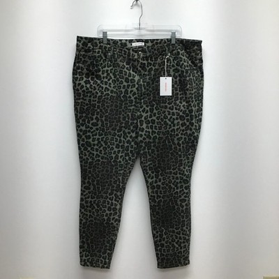 Good American Good Waist Crop Jeans Sage Leopard Print Denim High Rise 24 NWT