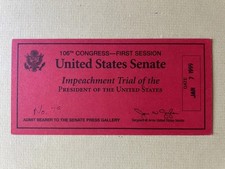Clinton Impeachment Senate Trial Red Press Pass 1-7-1999