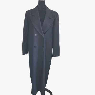 Pendleton Long Wool Double-Breasted Coat Classic Formal M retro grunge gothic 80