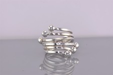 Sterling Silber Dreifach Perlen Spitze Wrap Around Bypass Band Ring 925 Gr: 9