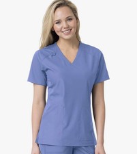 Carhartt Scrubs C12106 Women's Force Modern Fit Twill V-Neck Top Blue Size 3XL
