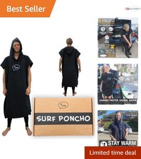 Luxurious Black Surf Poncho - One Size Hooded Towel for Quick Changing Warmth