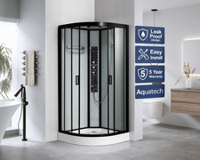 900x900 Quadrant Black Thermostatic Shower Cabin Enclosure Cubicle Room Bathroom