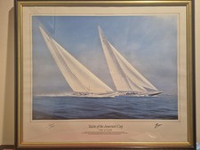 Yachts of the America’s Cup Prints H. Thompson 1989 Mystic Seaport Pair Framed