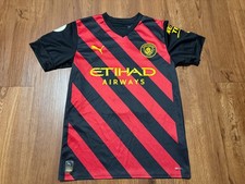 Camiseta Manchester City De Bruyne 17 Puma Visitante Hombres S Negra Roja Rayas Etihad Airw