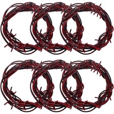 49 Foot Red Fake Rusted Barbed Wire Decoration 6 Pcs Halloween Plastic Barb W...