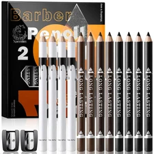 12Pcs White Barber Pencil Set Magic Hairline Pencils for Lineup Beard Shaping...