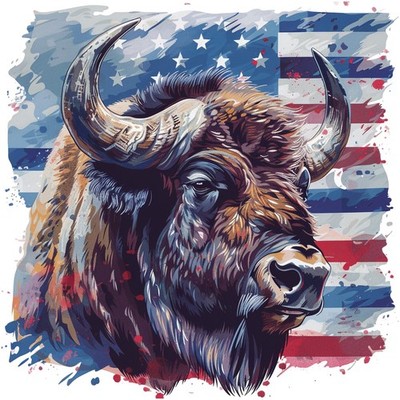 Patriotic Spirit Buffalo  Art Mouse Pad Mousepad  Painting Custom Made