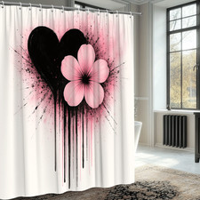 Pink Floral Heart Shower Curtain for Stylish Bathroom Decor