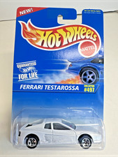 1995 Hot Wheels Blue/White Card #497 FERRARI TESTAROSSA White w/Chrome 5 Spokes