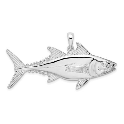 925 Sterling Silber rhodiniert poliert Skipjack Thunfisch Fisch Anhänger