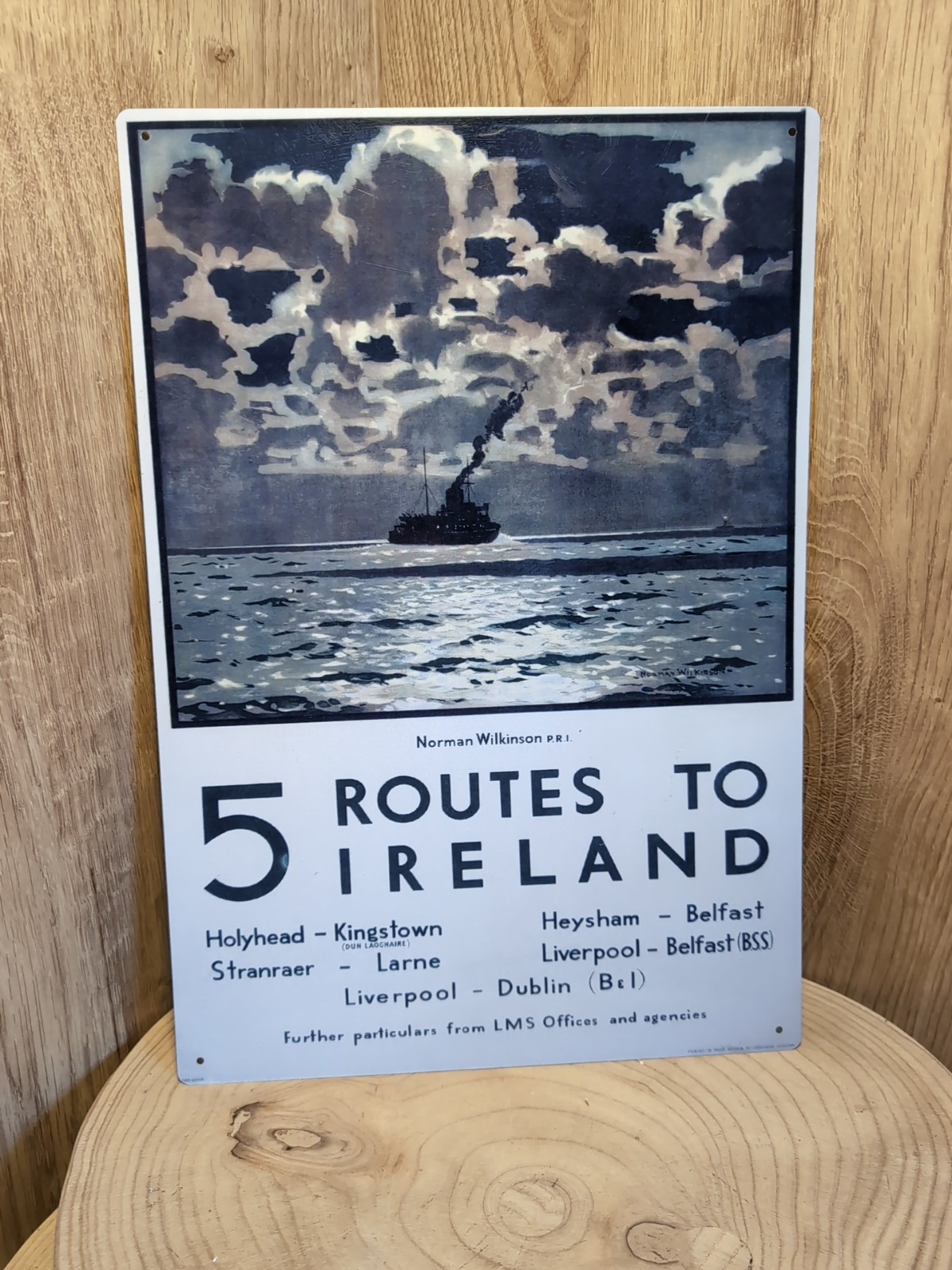 Letrero metálico retro 5 rutas a Irlanda TAMAÑO GRANDE A3, 41 cm X 28 cm