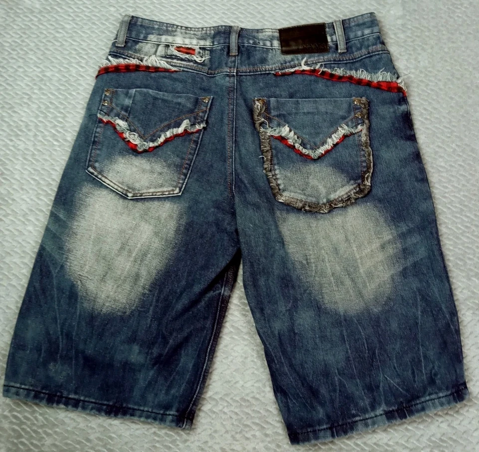 Pantalones Cortos De Colección Chams Para Hombres 34 Y2K Denim Pantalones Cortos Sueltos Pierna Ancha Patinador Grunge Hip Hop Foto 2 de 4