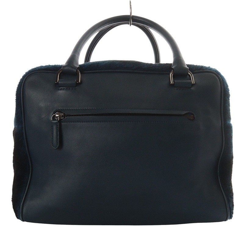 Mulberry Maisie Clipper Handbag Boa Leather Dark Navy Women Used