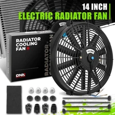 14" High Performance 12V Electric Slim Radiator Cooling Fan w/Mounting Kit Black