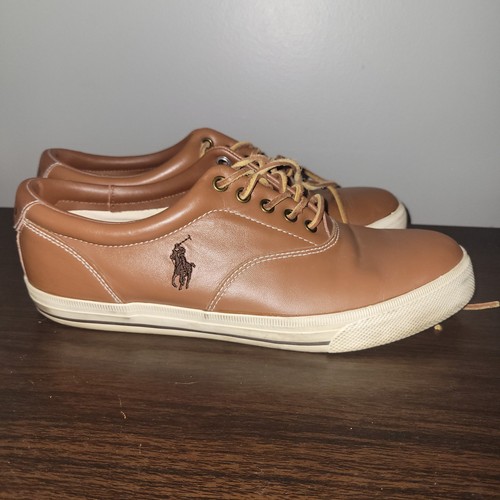 POLO Ralph Lauren Vaughn Sneakers Men's 11D Brown Leather Casual Blue Label