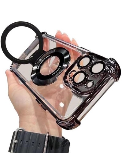 Electroplating Anti-Drop Magnetic Stand Phone Case For iPhone 15 14 13 Pro Max - Picture 1 of 6