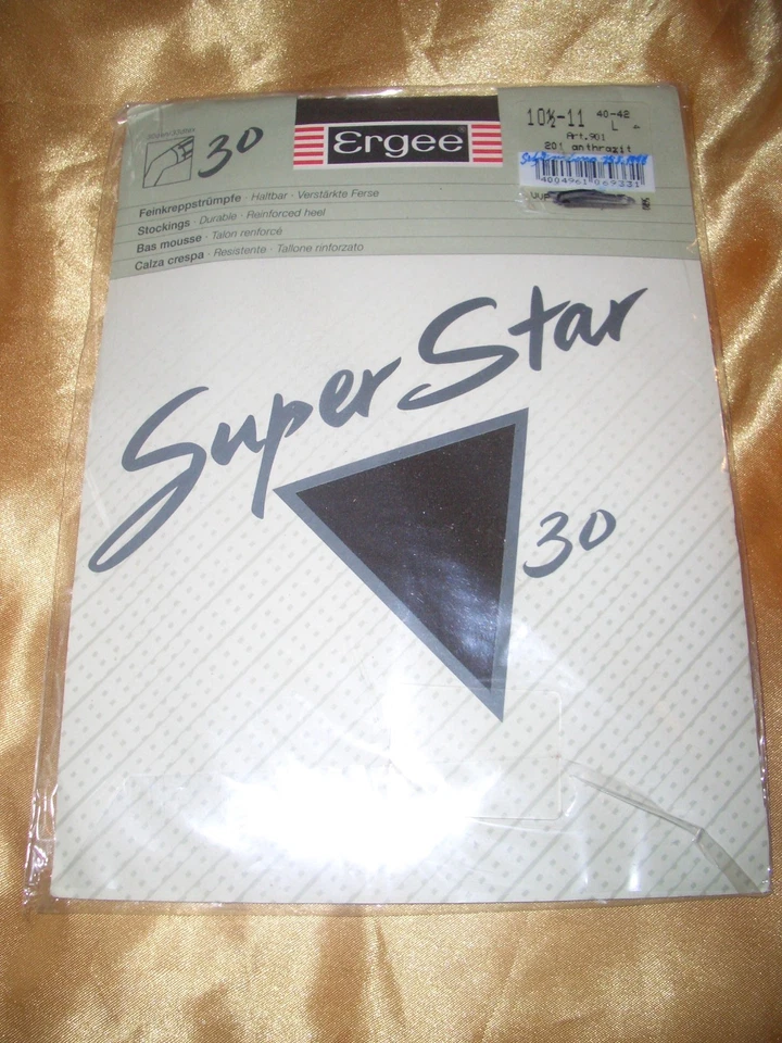 VINTAGE Ergee Superstar Nylons Damenstrümpfe Straps Strümpfe Gr. 10,5-11 anthraz - Bild 2 von 3