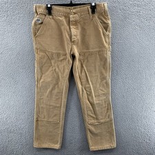 Carhartt Pants Men 34x32 Fit 34x29 Beige Double Knee Duck Canvas Work Straight