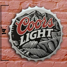 Coors Light 14" Metal Bottle Cap Sign Wall Decor – Bar Garage Man Cave Beer