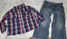 Boyz Wear Nanette Red Blue White Plaid Shirt Crazy 8 Carpenter Jeans 4T W24