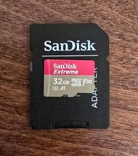 SANDISK 32GB Extreme micro SDHC U3 Memory Card with Adapter - Up to 100MB sd