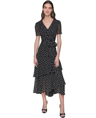 karl lagerfeld chiffon dress KARL LAGERFELD PARIS Women's Geo-Print Chiffon Dress