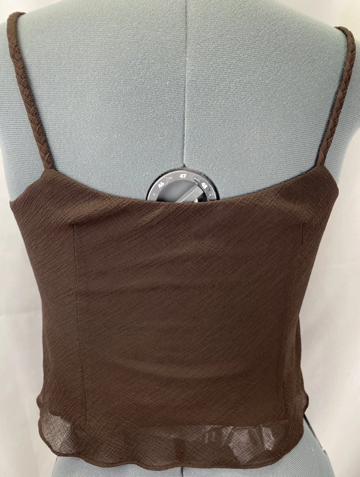 JONES WEAR Women's 10 Braided Spaghetti Straps Beaded Lined Fitted Blouse Tank - Image 3 of 4