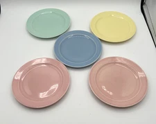 Taylor Smith & Taylor  Lu-Ray Pastels U.S.A. Antique Bread Plate Set Of 5