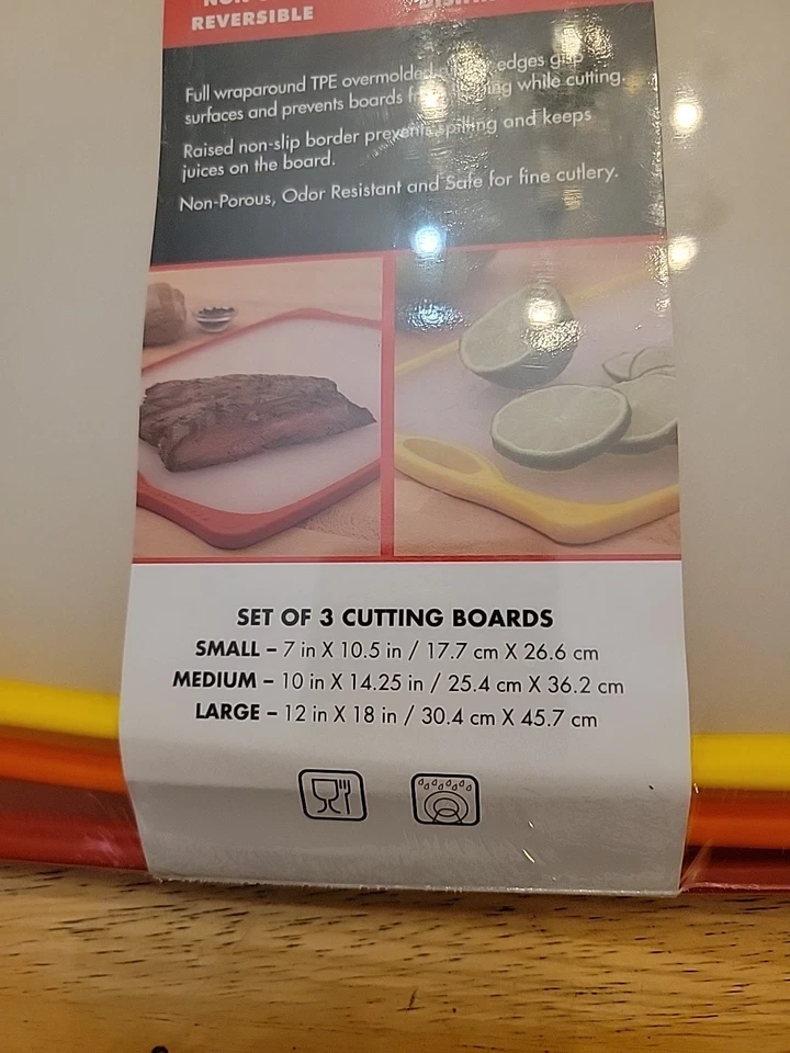 Juego de 3 tablas de cortar con borde antideslizante nunca abierto Foto 3 de 4
