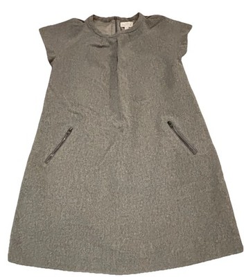 Girl s Mayoral Chic Dress Size 10 Gray Cap Sleeve Knee Length Shift Pockets EUC