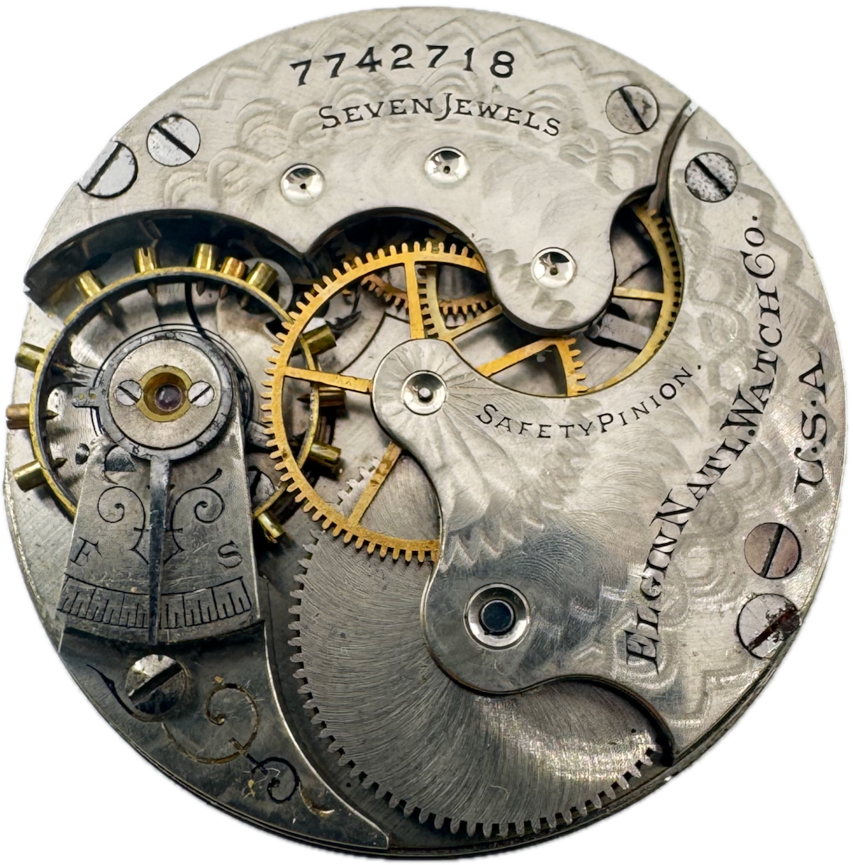 Antique 6s 1899 Elgin 7 Jewel Mechanical Hunter Pocket Watch Movement 175 USA