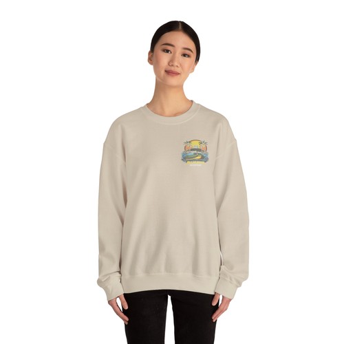 Alligator Sunset Crewneck Sweatshirt | Retro Beach Palm Graphic - Picture 13 of 45