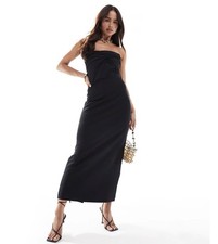 ASOS DESIGN twist bust bodycon bandeau midaxi dress in black - UK 12 / BLACK