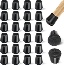 24 PCS Silicone & Felt Chair Leg Floor Round XS(Fit 0.6-0.8), Black 