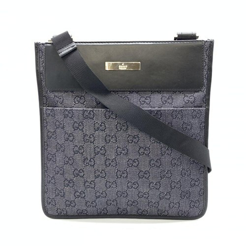 27639 GG Canvas Leather Shoulder Bag Crossbody Black Men s Women s Management R