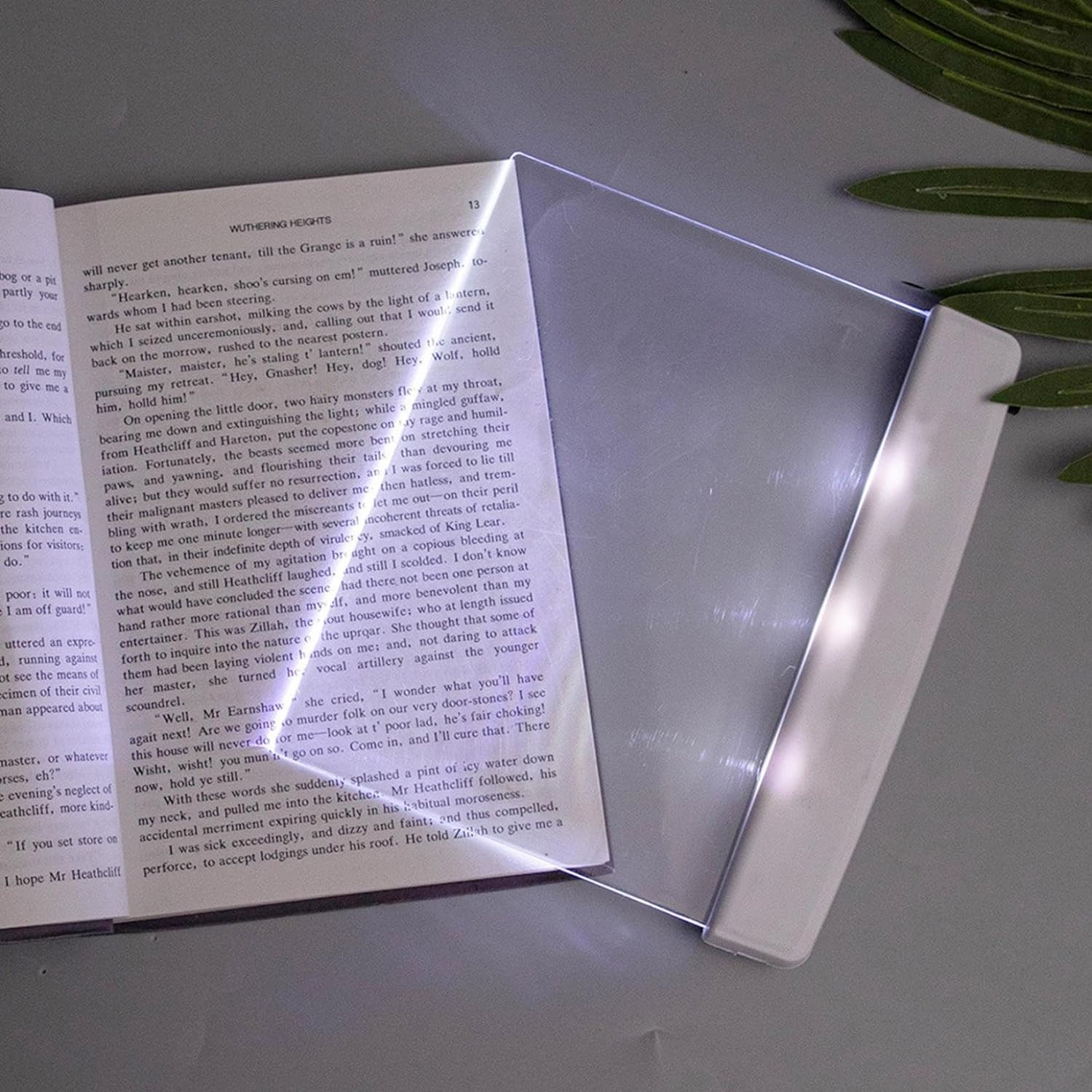 Flat LED Book Light for Reading - Clear Bookmark Light - Wireless White