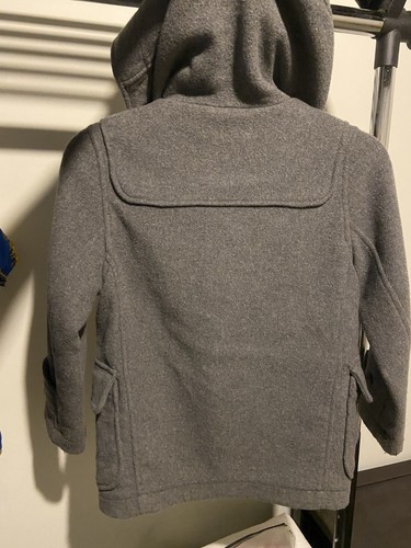Gap Kids Gray Wool Full Zip Toggle Hood Duffle Jacket Coat Peacoat Sz 6-8 Small - Picture 7 of 10