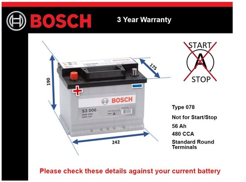 Battery fits LADA RIVA 1200 1600 1300 XRAY GRANTA VESTA KALINA Bosch 078